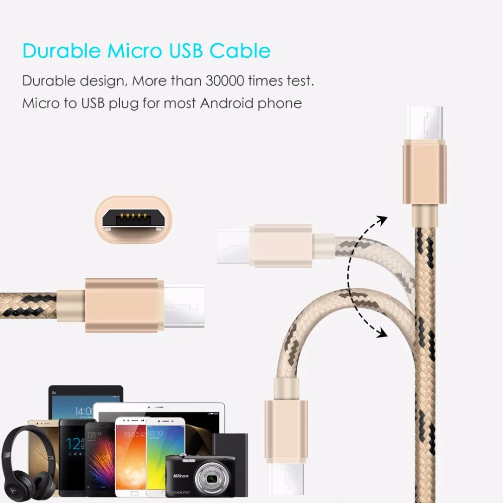 SUPTEC 5 حزمة المصغّر usb كابل شحن سريع النايلون Braide شاحن سامسونج غالاكسي S7 S6 S5 Xiaomi Redmi هواوي الهاتف المحمول LG