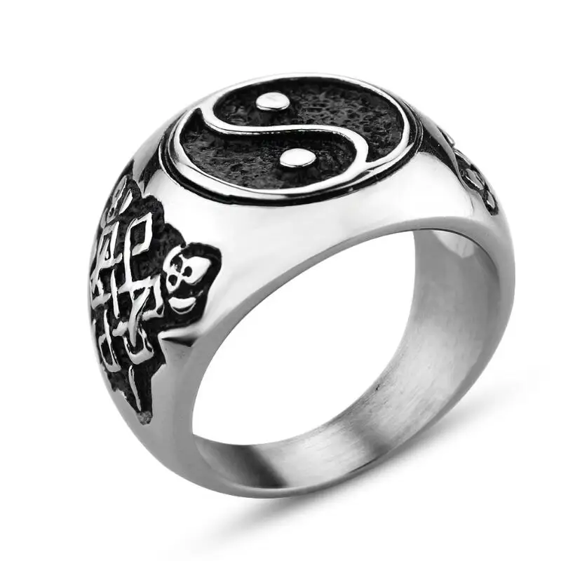 Amazing Design Yin And Yang Ring 316L Stainless Steel Cool Fashion Mens