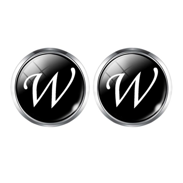 Fashion A-Z Single Alphabet Cufflinks Silver Color Letter Cuff Button for Male Gentleman Shirt Wedding Cuff Links Gifts