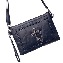Genuine Sheepskin Leather Patchwork Women’s Day Clutches Fashion Designer Shoulder Bag Female Rivet Handbag Messenger Bag