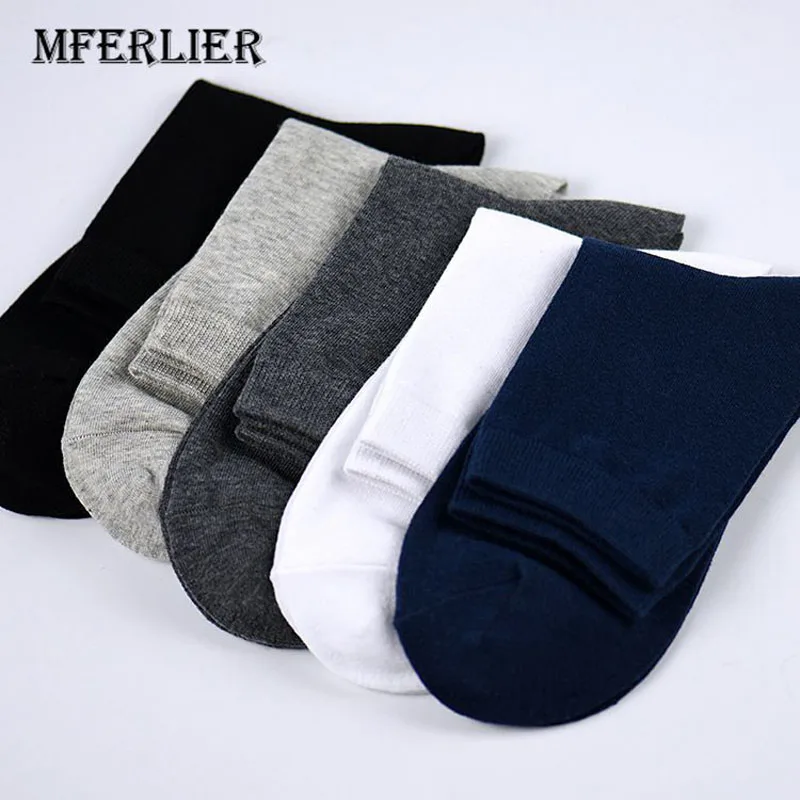 MFERLIER men Socks 6 colors Solid Socks Cotton Polyester elasticity