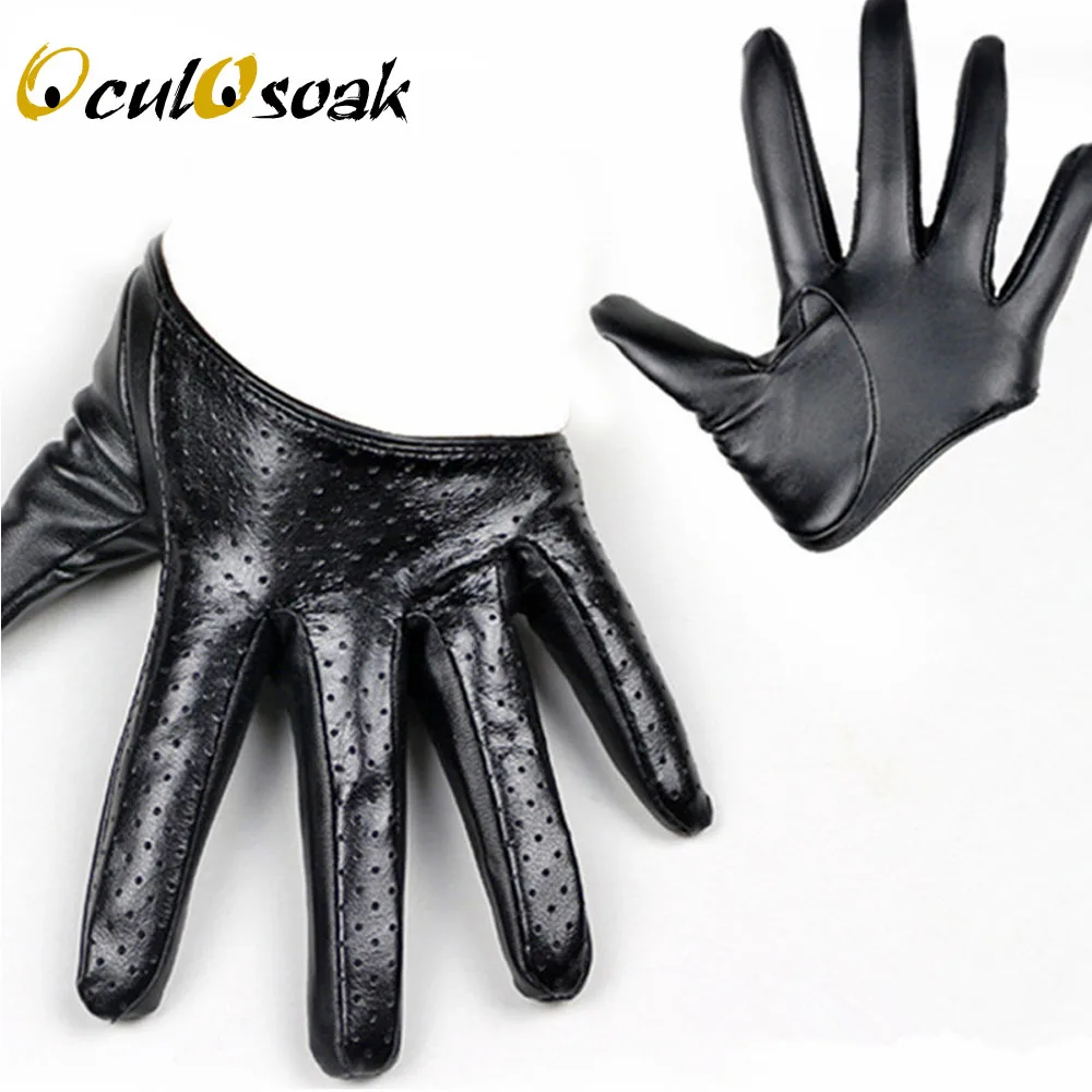 

2019 New Design Sexy Leather Gloves for Women Half Palm PU Leather Gloves Party Show Mittens Black Gold Silver G005