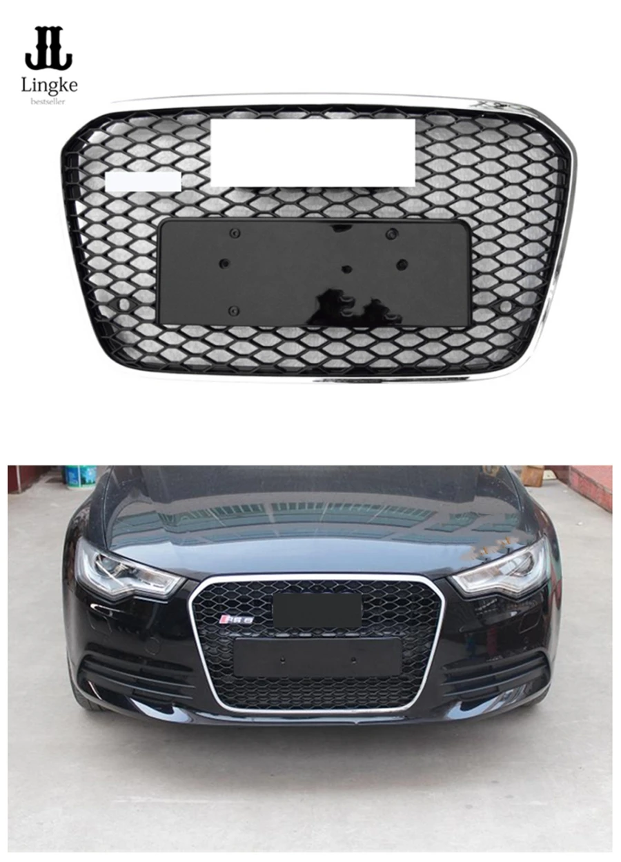 

For AUDI A6 C7 RS6 S6 2013-2015 14 Front Bumper Radiator Black Grille Ring Grill