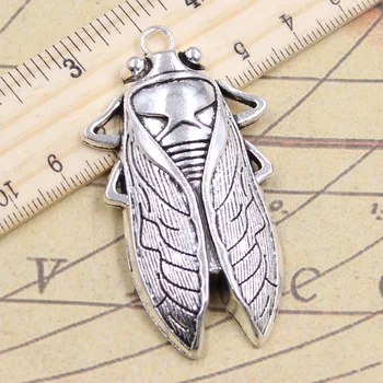 

2pcs/lot Charms Summer Cicada 62x33mm Tibetan Pendants Crafts Making Findings Handmade Antique Jewelry DIY For Necklace