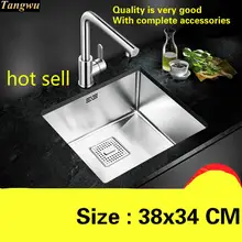 Роскошная Труба Мини балкон кухня ручная раковина одинарная мойка сделать блюда 304 нержавеющая сталь Горячая 38x34 см