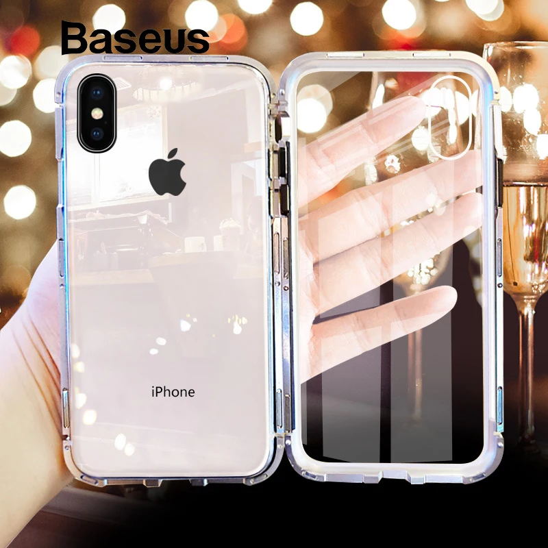 Чехол-книжка Baseus с магнитной адсорбцией для iPhone Xs Max Xs металлический чехол из закаленного стекла для iPhone Xs чехол для телефона