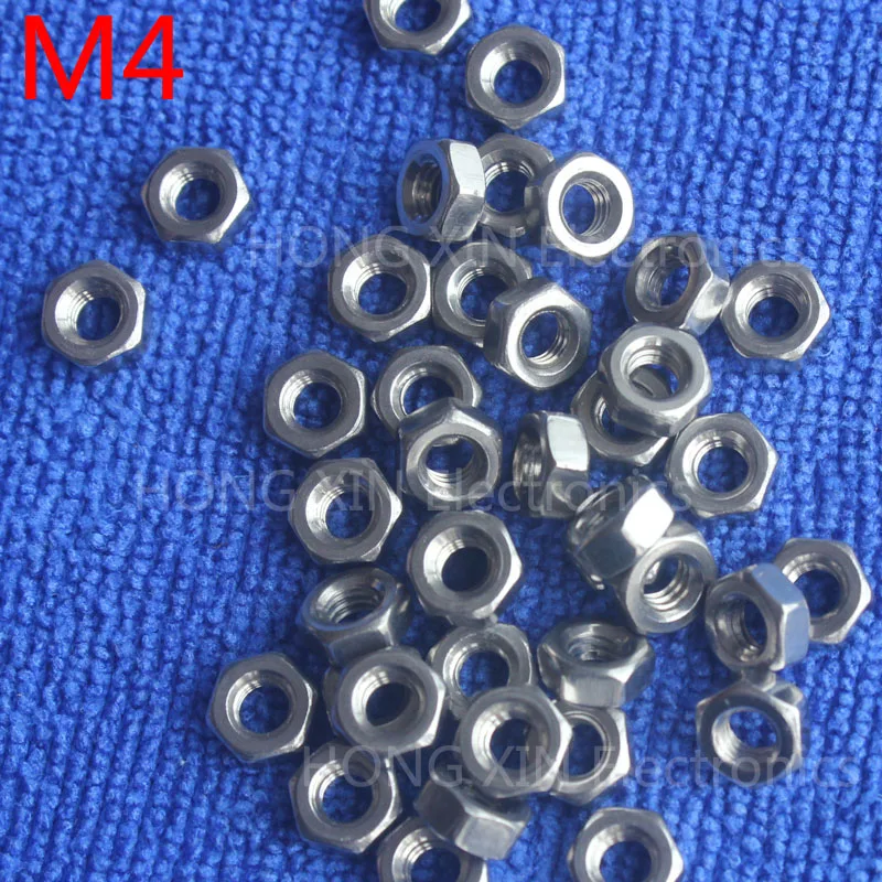 M4 1pcs 304 stainless steel hex nuts 4mm Silvery hexagon nut A2 70 nuts against rusting