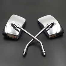 Freeshipping 10mm Chrome Metal Rectangle Side Mirror For Honda Kawasaki Suzuki Motorcycle Street Bike Cruiser Chopper