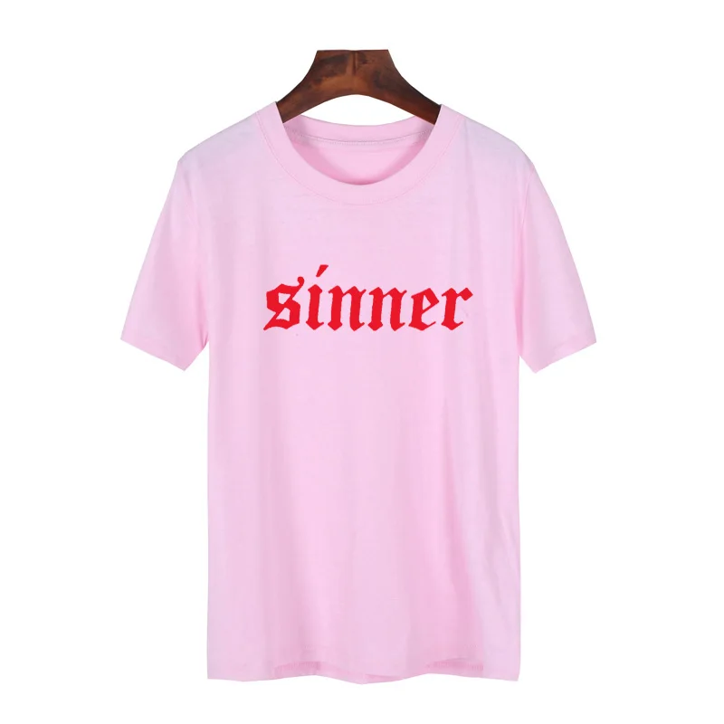 Pecador T Camisa de algodón de las mujeres carta impresa Harajuku cuello redondo de Verano de la mujer camiseta Grunge negro Metal Rock camiseta Camisetas Pecador T Camisa de algodón de las mujeres carta impresa Harajuku cuello redondo de Verano de la mujer camiseta Grunge negro Metal Rock camiseta Camisetas