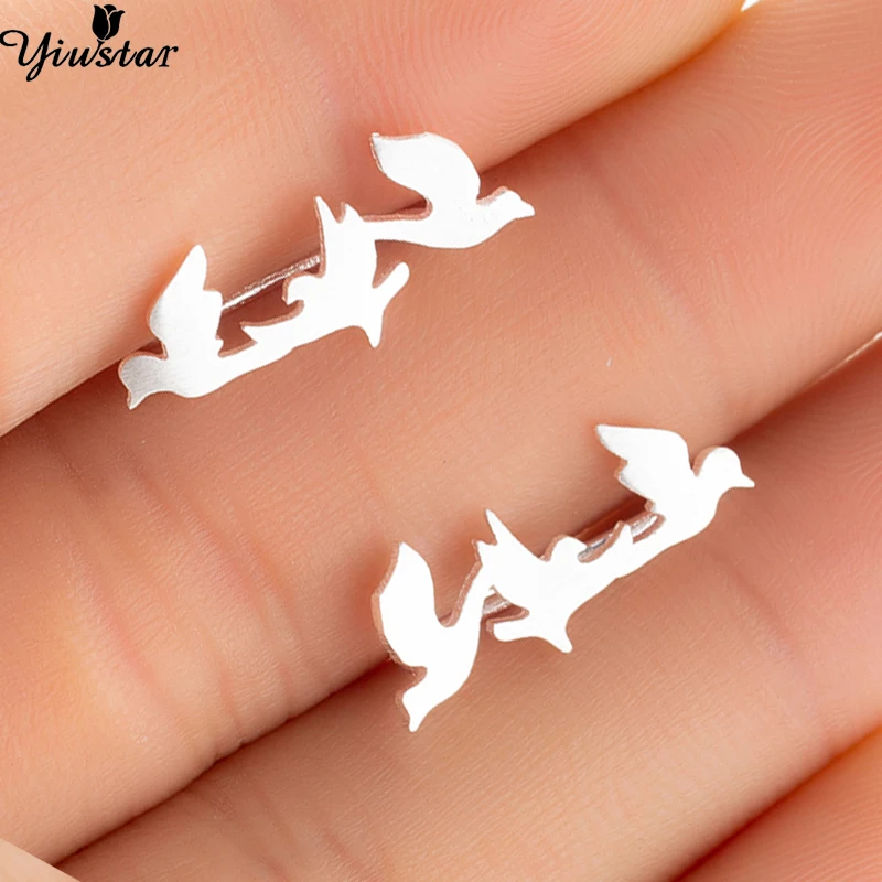 

Yiustar Animal Ear Clip Three Bird Ear Climbers Animal Women Earrings Stainless Steel Cartoon Jewelry Aniversary Ear