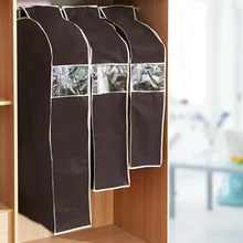 vanzlife thick non-woven fabric 3D clothes dust cover coffee color transparent window proof bag for overcoat, suits
