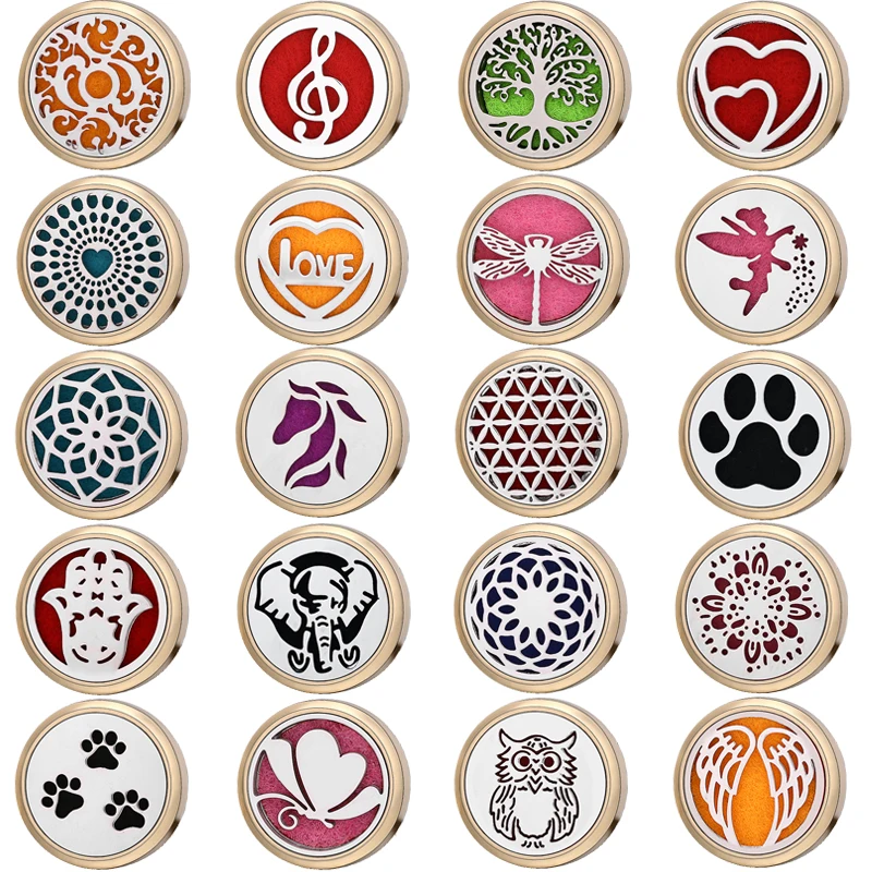 

Flower Locket Snap Buttons Jewelry Stainless Steel Gold Color Essential Oil Diffuser Aroma For 18mm-20mm Snap Bracelet