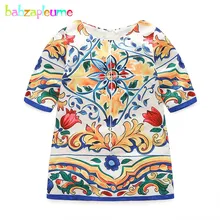 Babzapleume/летняя детская одежда; модные платья для маленьких девочек; костюм принцессы с цветами; платье для малышей; детская одежда; BC1483