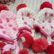 Шапки-бомберы для девочек, вязаная шапка, ручная работа, лыжная вязаная шапочка, 20 шт./партия#2800