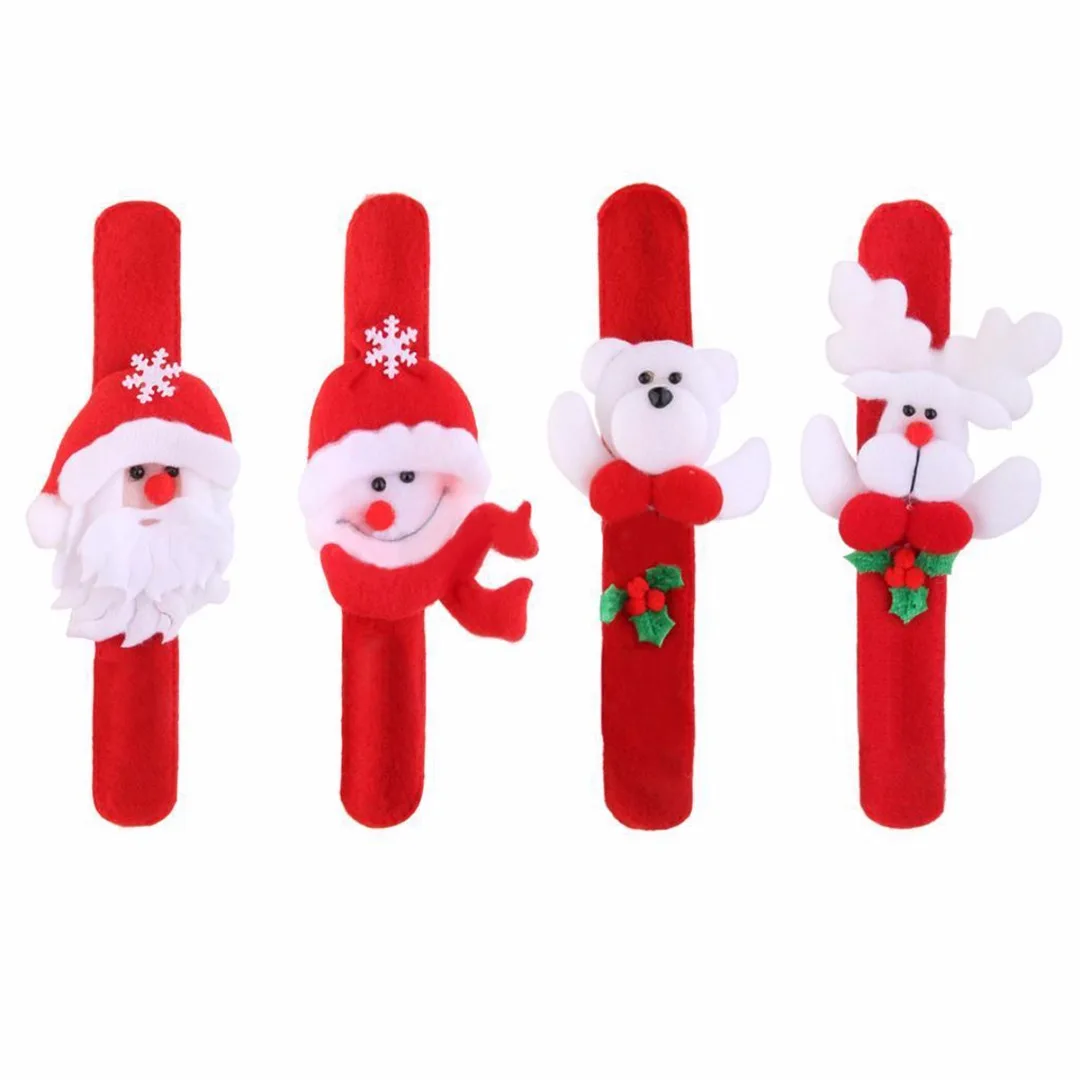 12x Christmas Santa Claus Wrist Slap Band Wristband Party Bracelet For Adult Kid 2018 DIY Newest
