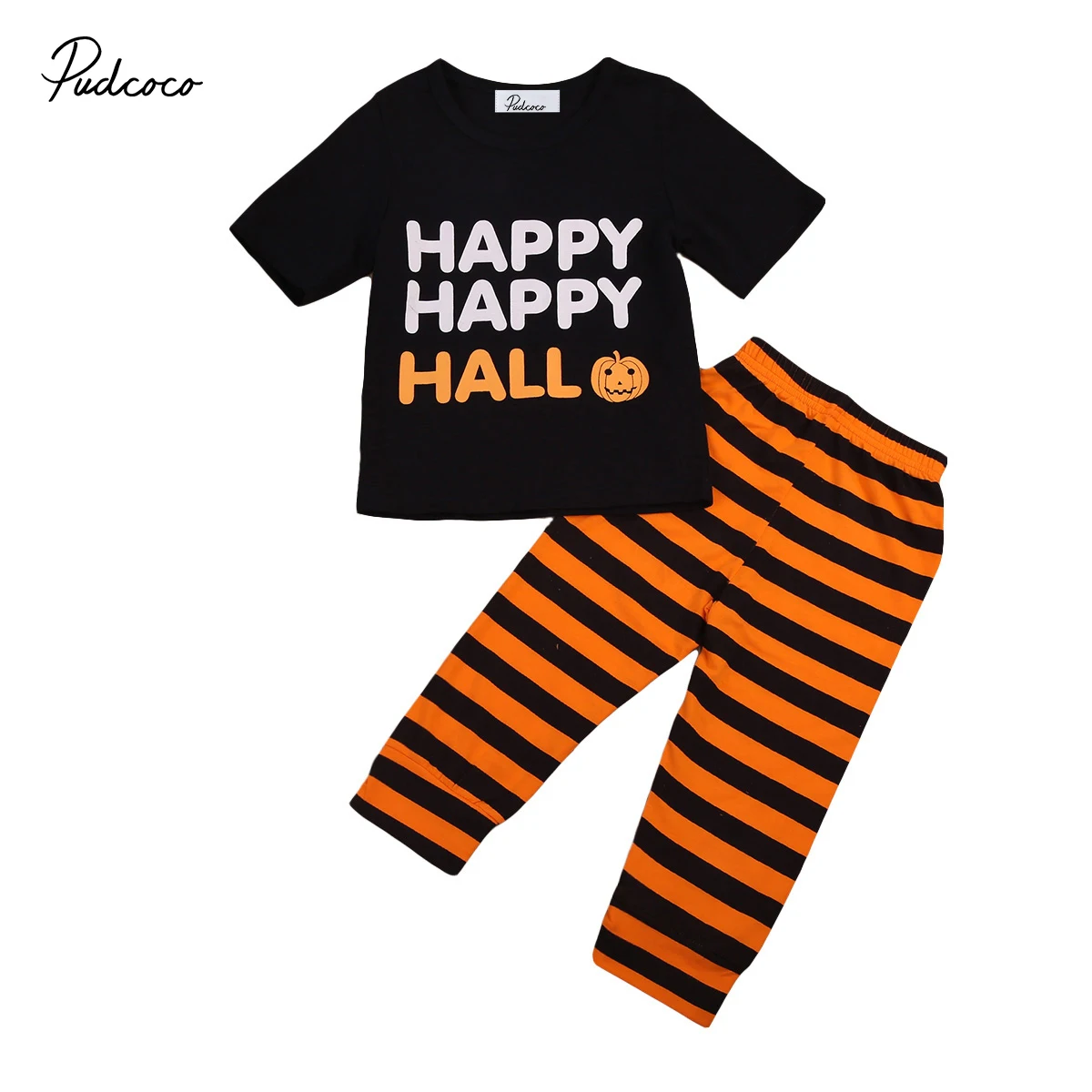 2PCS Kids Baby Halloween Clothes set Toddler Boy Girl HAPPY Clothes Set