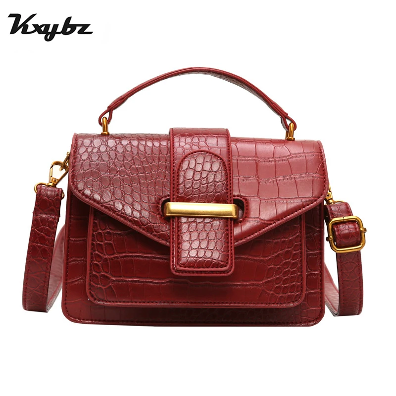 

KXYBZ 2019 Fashion Women Bag Leather Handbags Shoulder Bag Crocodile Pattern Small Flap Crossbody Bags For Women Messenger Bags