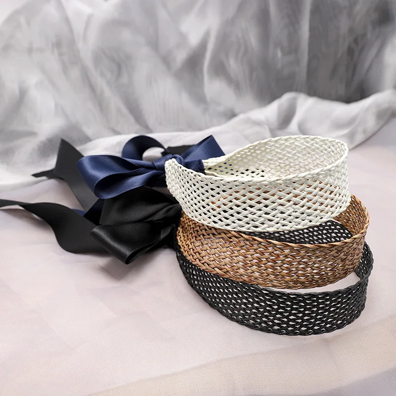 Wide Hemp Rope Striped Ribbon Hand Made Tie Knot Weaving Hair