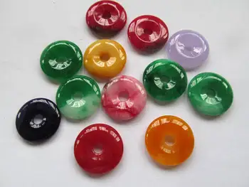 

12pcs Emeral Green jade stone Donut Round o Pi Donut Rainbow Focal Pendant Earrings DIY 15-50mm(2")