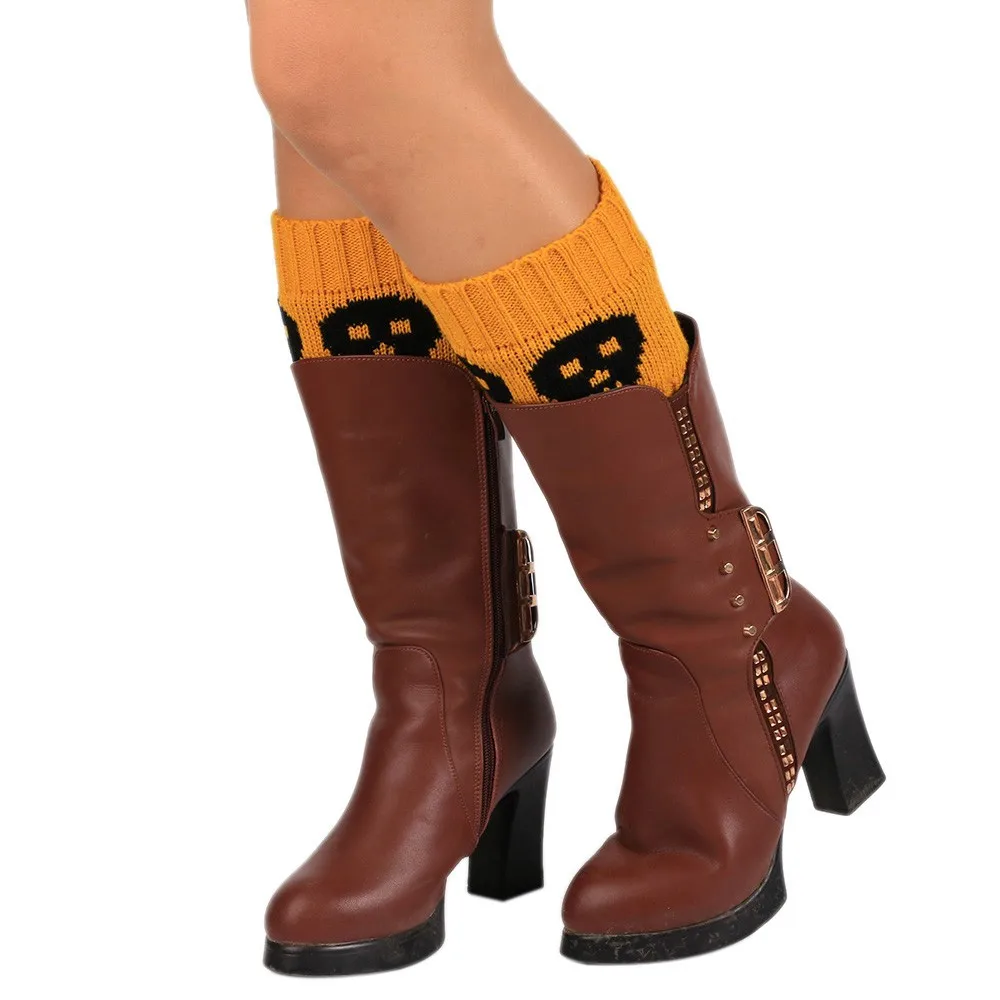 Женские теплые трикотажные гетры носки зима осень модные черепа вязаный манжет для ботинок носки гетры короткие носки