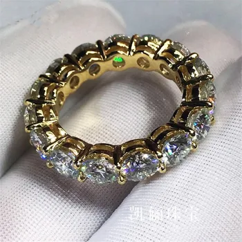 

3 colors Finger ring Round 4mm Sona zircon cz Yellow Gold Filled 925 silver Enagement Wedding Band Rings for women Men Jewelry