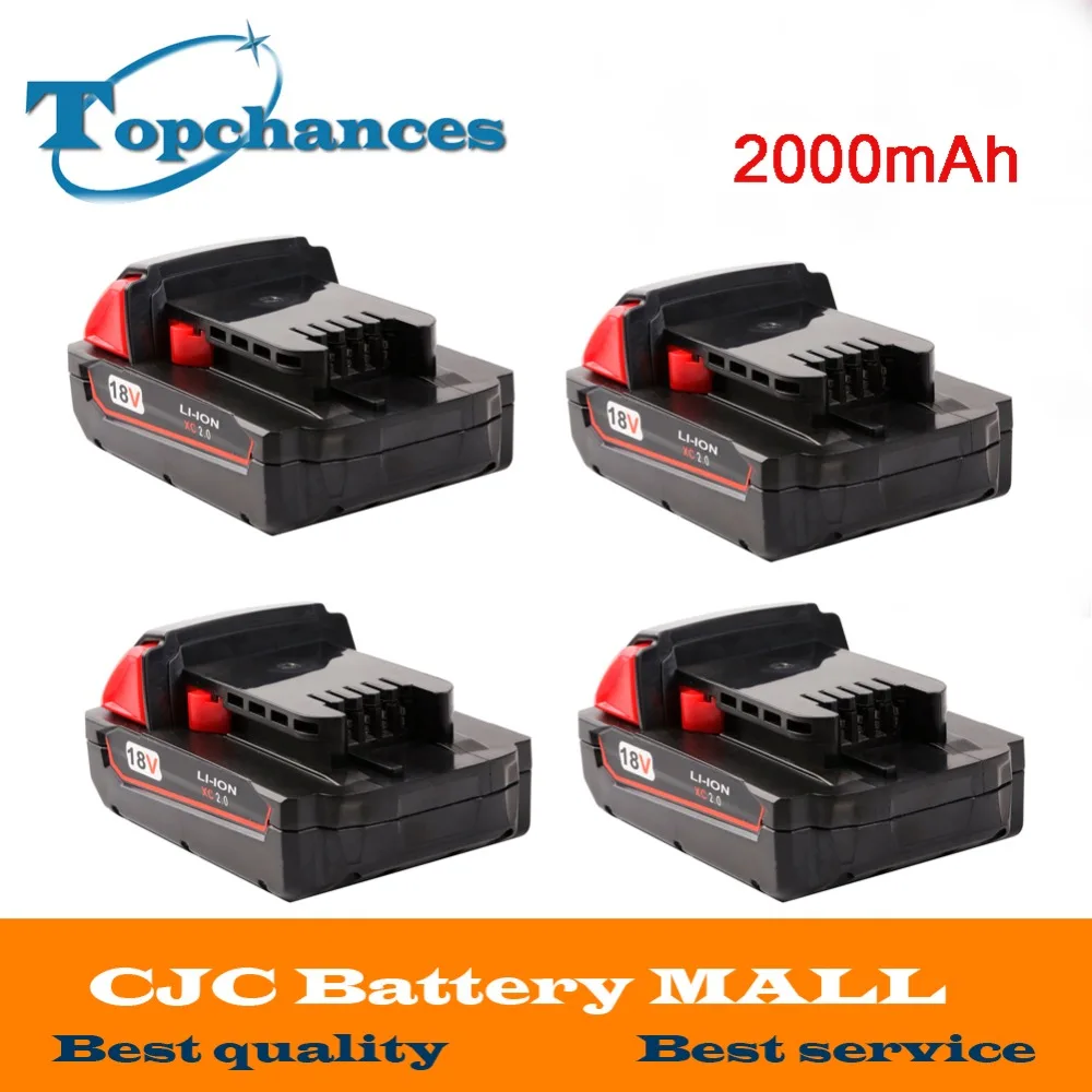 

4X High Quality 18V 2000mAh Li-Ion Replacement Rechargeable Power Tool Battery for Milwaukee M18 XC 48-11-1820 M18B2 M18B4 M18BX