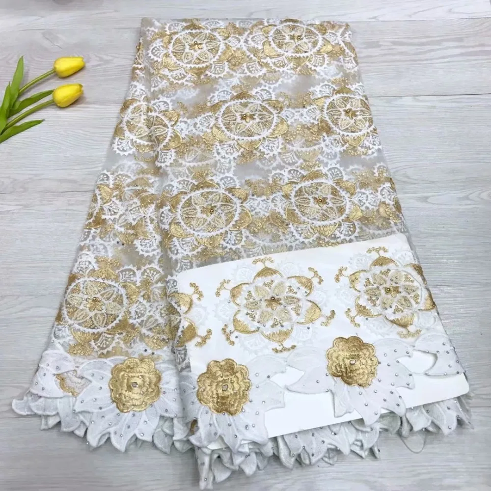 

New Arrival Nigerian French Tulle Lace Fabric African Lace Fabric 5Yards For Women Elegant Party Dresses Best Selling