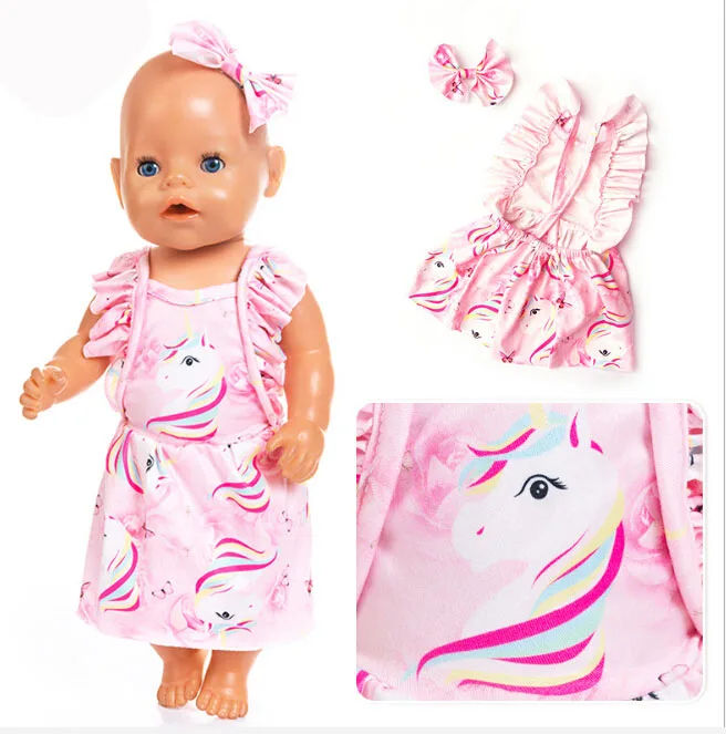 

New Style Pink Dress Clothes Wear for 17 inch 43cm baby doll ,Children best Birthday Gift