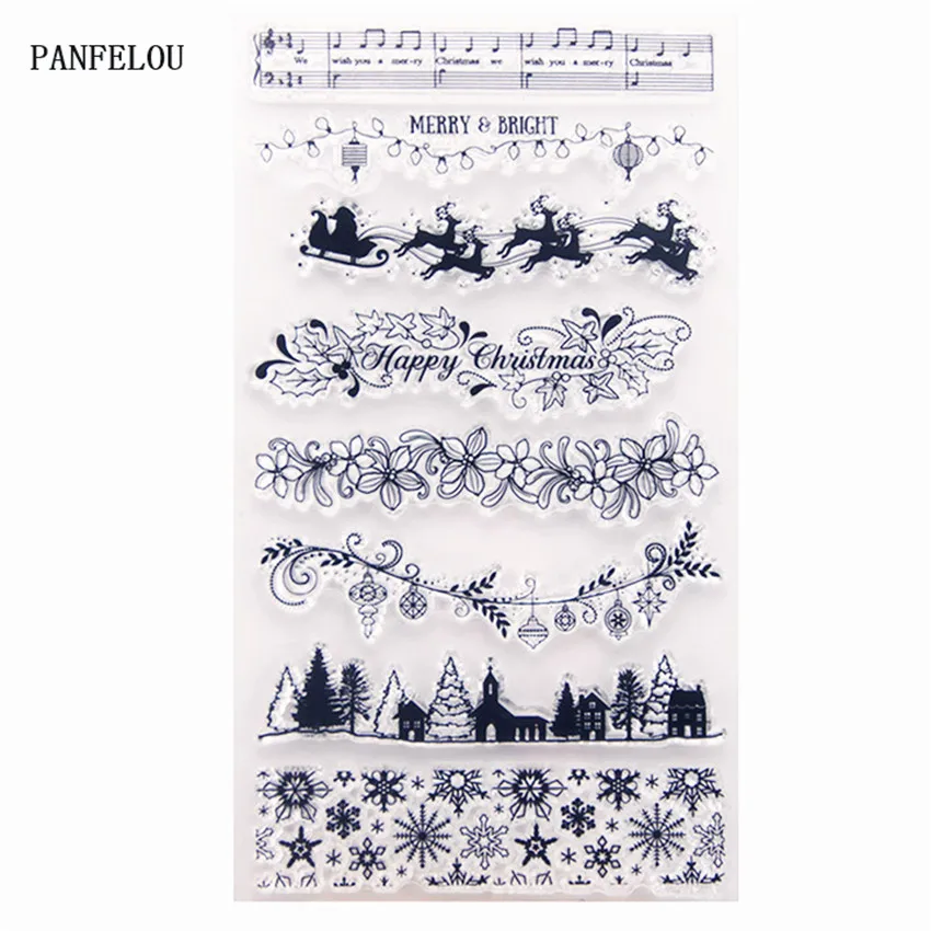 

PANFELOU Lace notes Transparent Silicone Rubber Clear Stamps cartoon for Scrapbooking/DIY Christmas wedding album