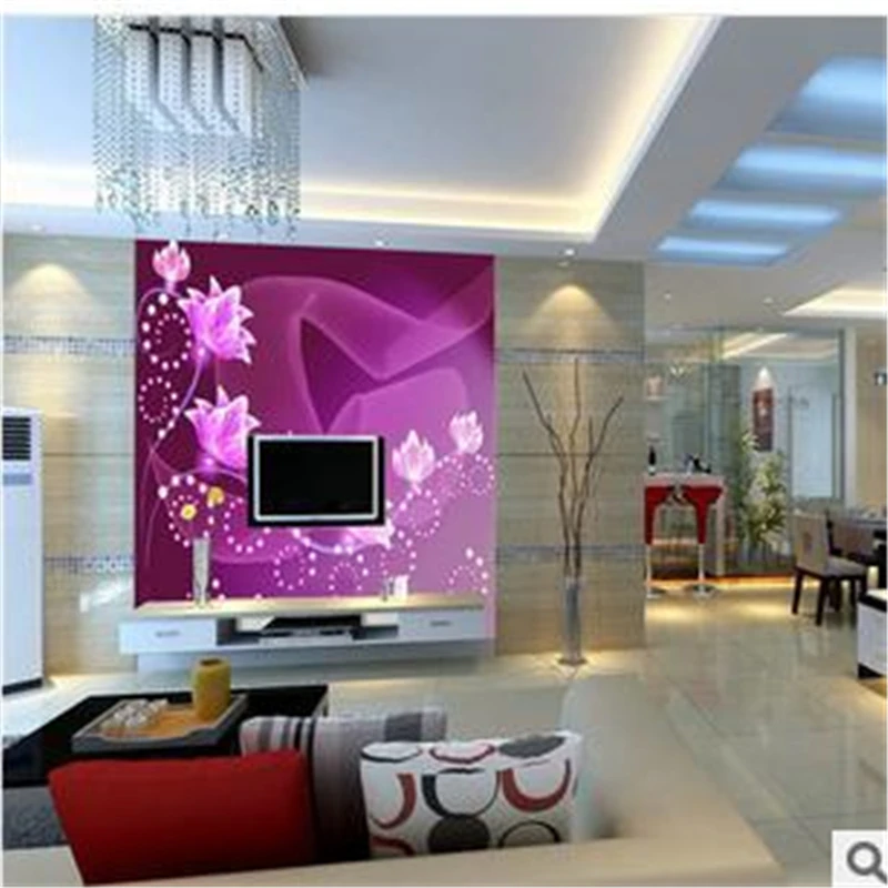 2015 fashion Large bedroom TV wall mural wallpaper background wallpaper modern minimalist purple for living room papel de parede