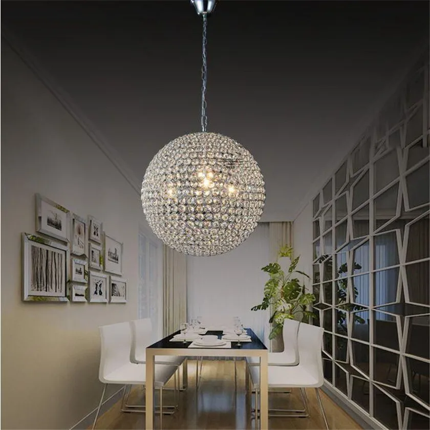 

LED Ball Pendant Lights Crystal Pendant Lamp Lustres Hanglamp Fixtures Lamparas Colgantes Abajur Lum inaires for Dining Room E27