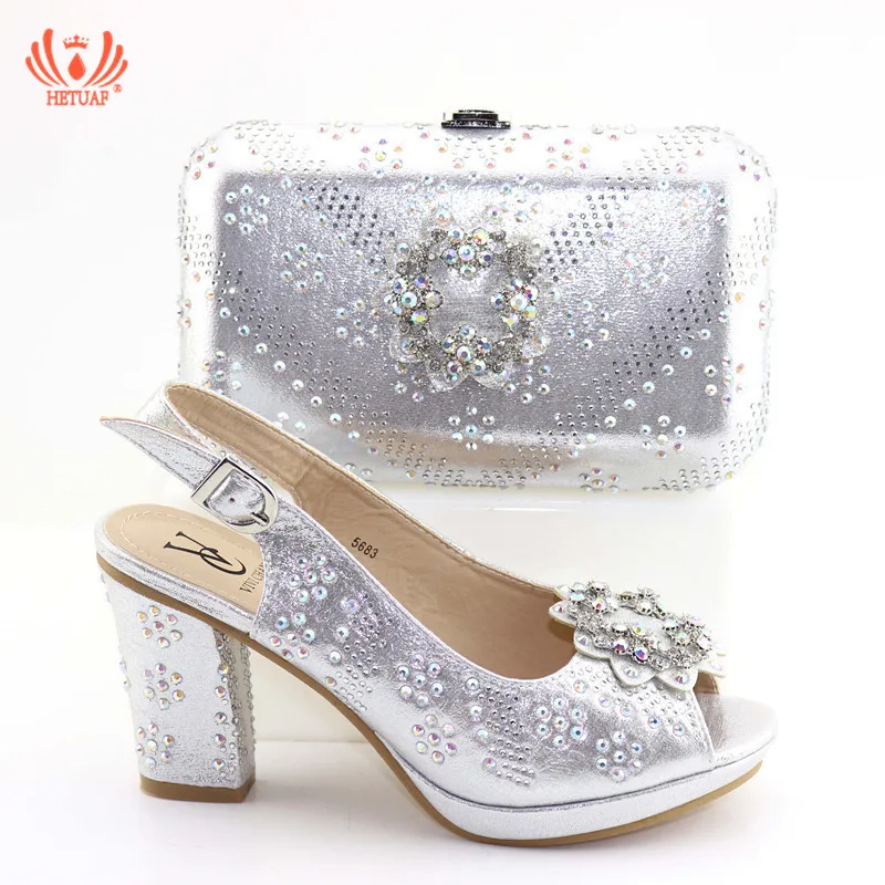 

Latest Sliver Sandal Women Shoes Italian Shoe and Bag Set for Party In Women Shoe and Bag Set for Wedding Nigerian Women Pumps