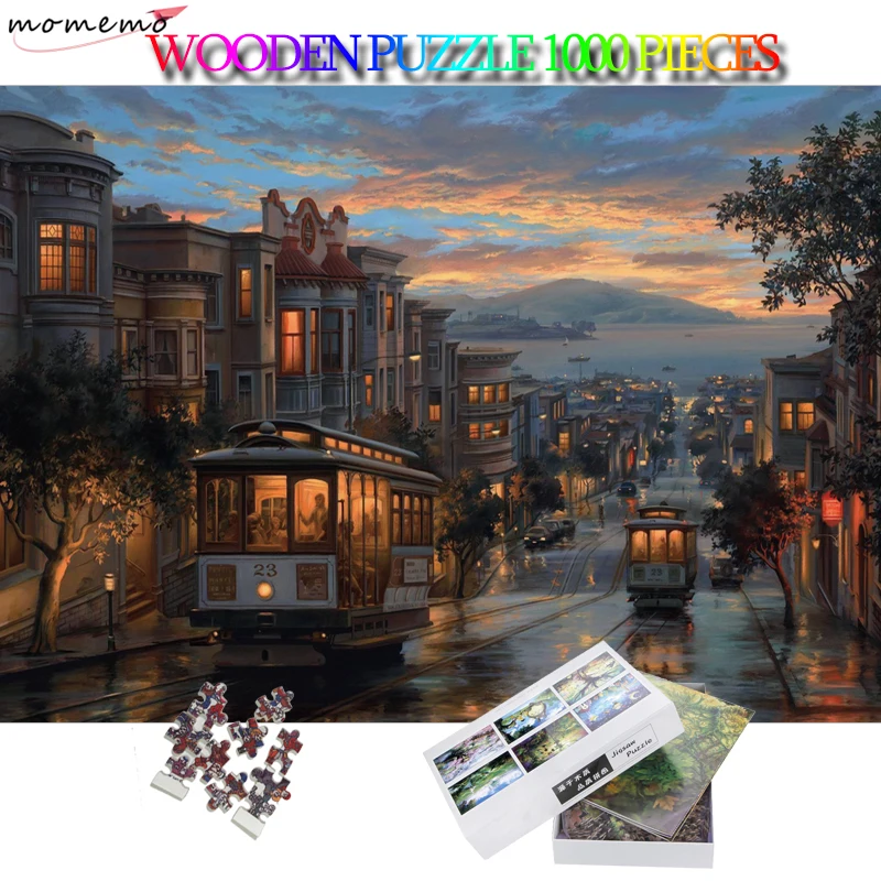 

MOMEMO 1000 Pieces Puzzles Streets In Europe Wooden Puzzle Toys 1000 PCS Attractive Landscape Jigsaw Puzzle Adults Teens Puzzle