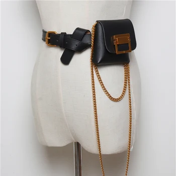 

Luxury Brand Mini Leather Fanny Pack for Women Fashion Snake Skin Female Chains Shoulder Bag Small Waist Pack Belt Purse Bags