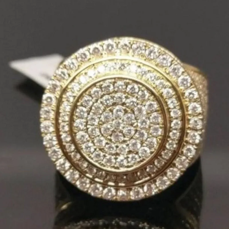 

Modyle Gold color Luxury Paved Crystal Engagement Ring For Women Stainless Steel Big Statement Ring Jewelry Bague Femme