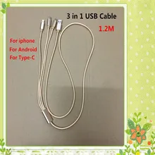 50 шт./лот 1,2 м Высокое качество Usb кабель с нейлоновой оплеткой Универсальное зарядное устройство Usb multi 3 In1 Usb Зарядное устройство кабель подходит для iphone 5-8 Usb type C