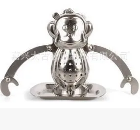 

New Arrival Stainless Steel Monkey Style Tea Filter Herbal Infuser Spice Mesh Strainer with Drip Tray for Loose Leaf Tea