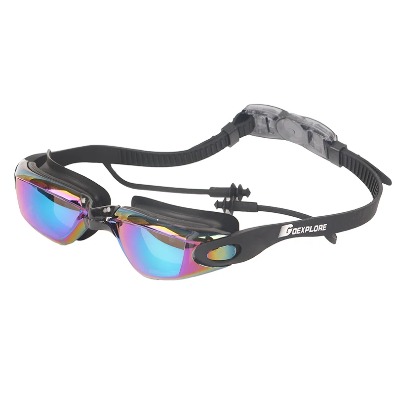 Goexplore Плавание ming очки для взрослых ясно Анти-туман УФ Защита Водонепроницаемый Плавание очки с беруши спортивные очки Для мужчин Для женщин - Цвет: colorful