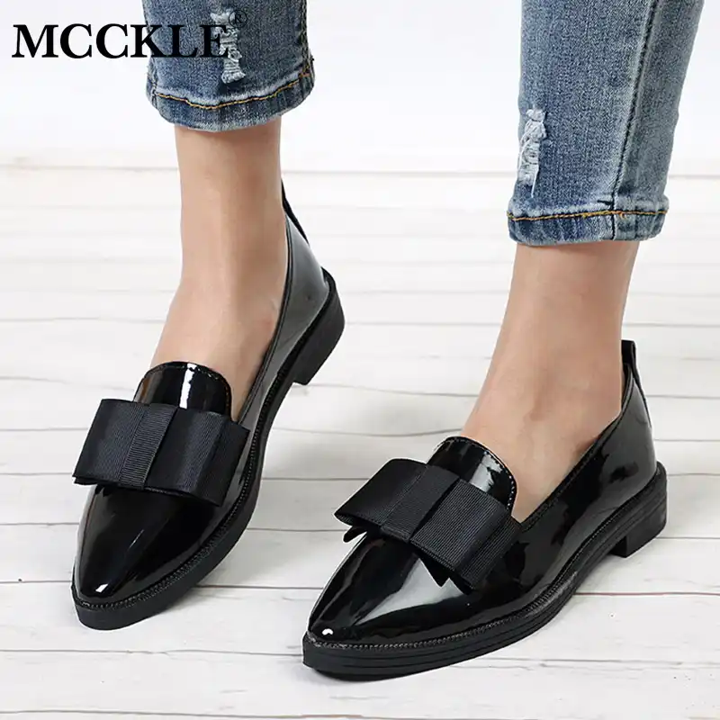 patent black loafers ladies