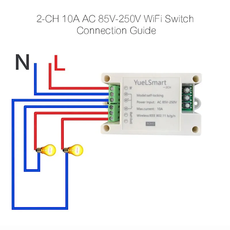 DIY 2 CH 10A AC 85 V 250 переключатель Wi Fi w/отсрочка таймера/приложение eWeLink Беспроводной