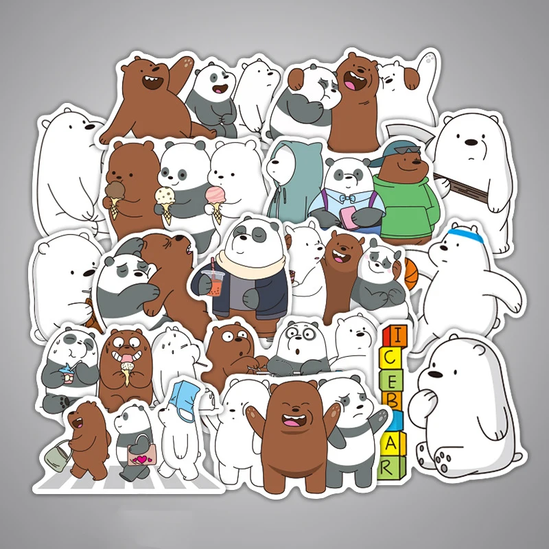 

36 Pcs/set We Bare Bears Stickers Cartoon Cute Little Bear Sticker PVC Waterproof Graffiti Sticker for Laptop Luggage Toy Car