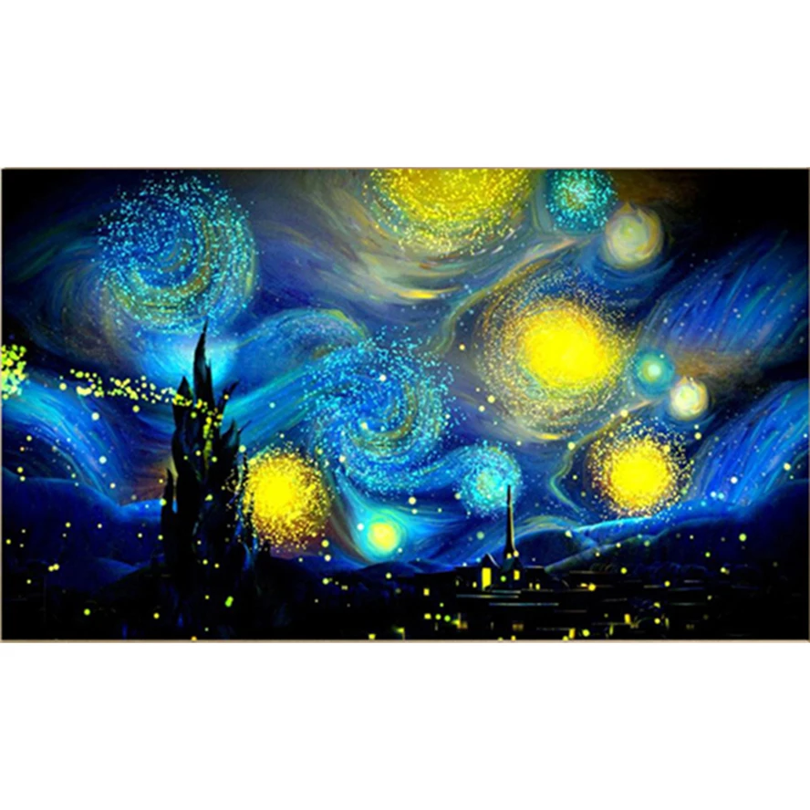 

Starry night Van Gogh Full Diamond embroidery Diy Diamond painting 3d Diamond mosaic round icon Paste the whole picture AS045