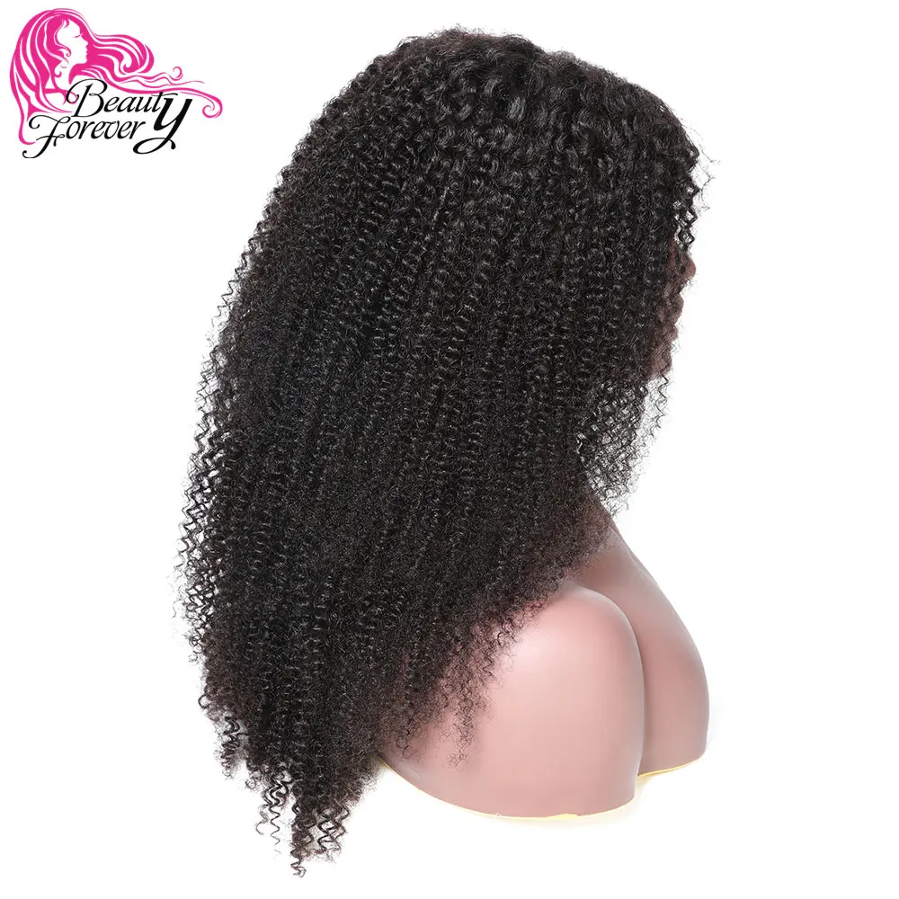BeautyForever малазийские кудрявые 360 парики на кружеве, наполовину завязанные вручную 150% плотность Remy человеческие волосы натуральный цвет 10-24 дюйма