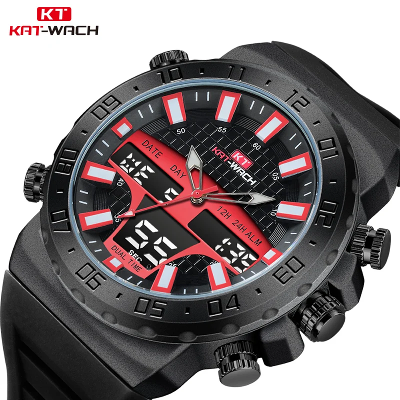

KAT-WACH Fashion Sport Watch Men Waterproof Silicone Strap Wrist Watches Mens Luxury Brand Men's Wristwatch Quartz Male Clock