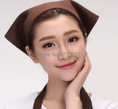 

Waiter work head scarf Simple Kitchen restaurant Pot shops three angle head scarf customizable Female Chef cap