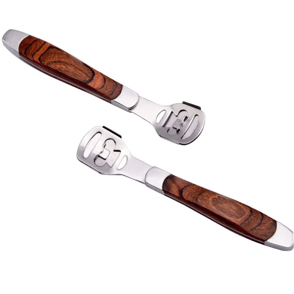 New Design Manual Foot Grinder Stainless Steel Shave Head Wooden Handle For Removing Dead Skin Callus Remover Foot Health Care