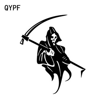 

QYPF 12.9CM*15.4CM Interesting The Punisher Sickle Skull Graphic Car Sticker Black/Silver Vinyl Decoration S9-2156