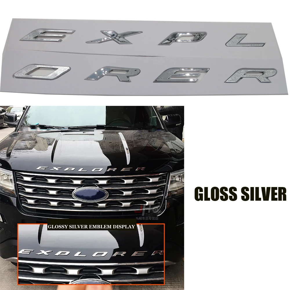 Черный/серебристый для 2011 2012 2013 2014 2015 2016 Ford Explorer Sport DIY 3D EXPLORER Fix Letters Hood Эмблема Хром