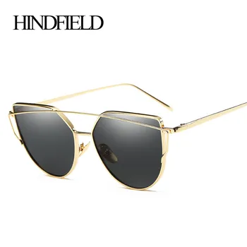

LONSY Fashion Cat Eye Sunglasses Women Brand Designer Twin-Beams Sunglasses Coating Mirror Glasses oculos de sol feminino