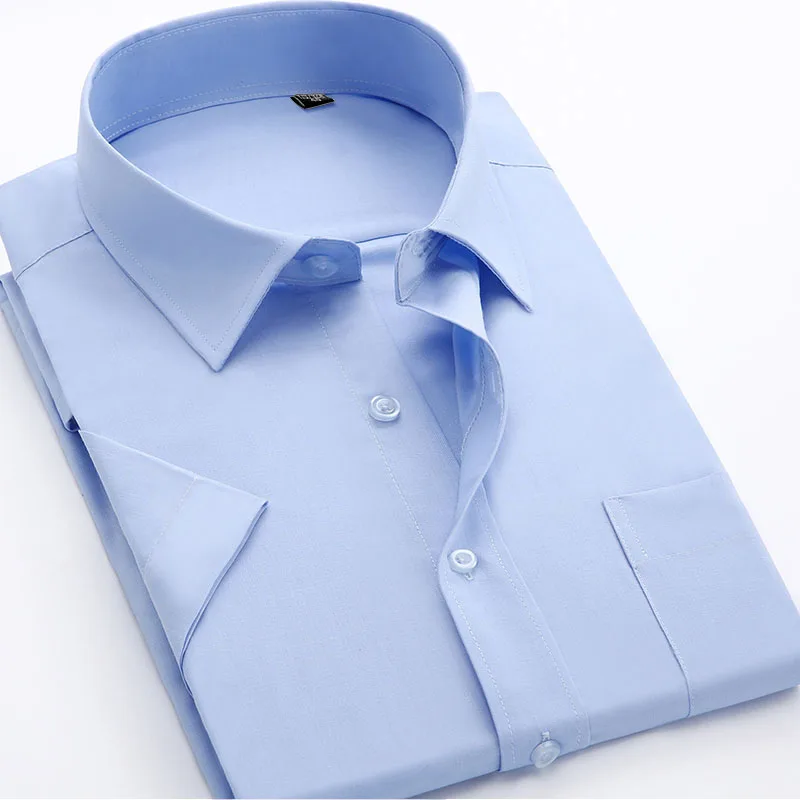 Рубашка большого размера, лето, новая мужская одежда, одноцветная рубашка, Повседневная и деловая, короткий рукав, облегающая, мужская, рабочая одежда, рубашка YN533